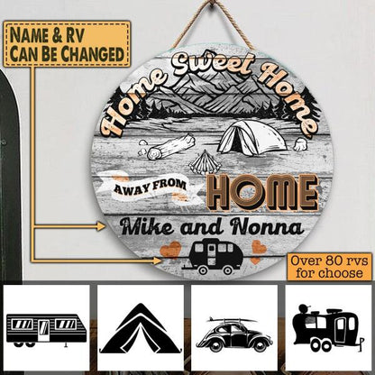 Home Sweet Home - Round Wooden Door Sign