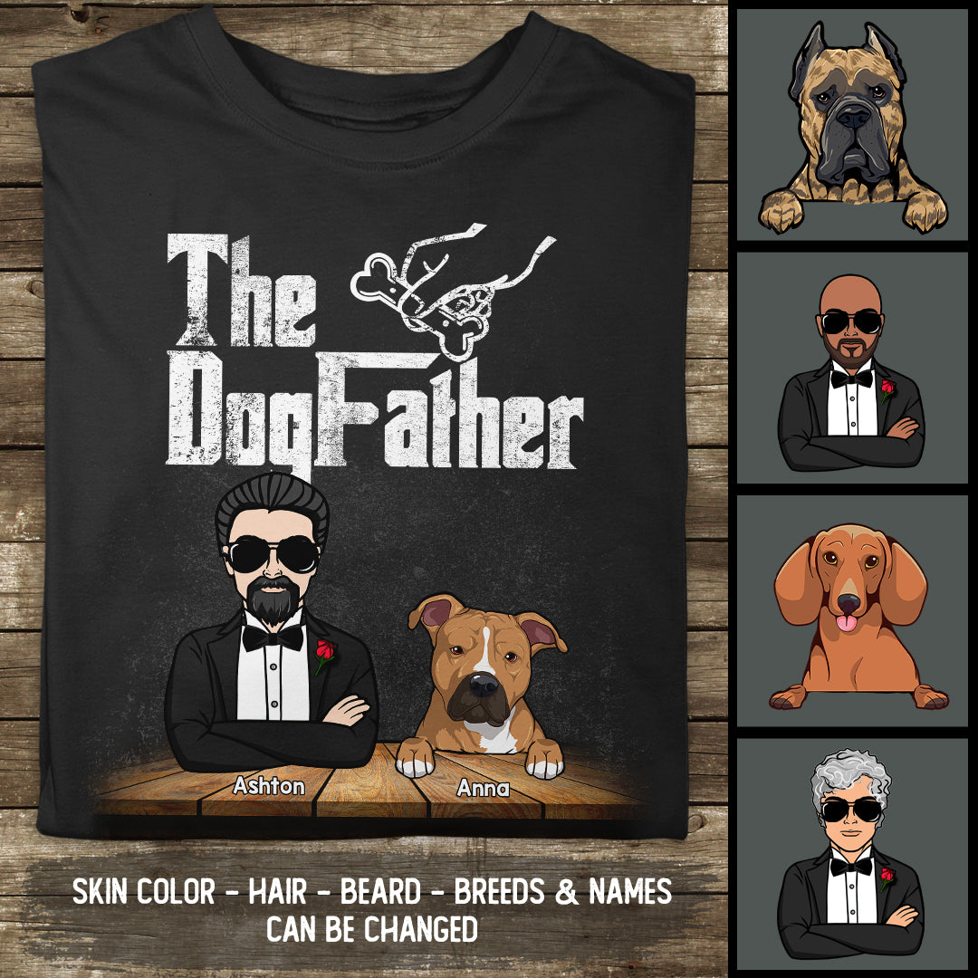 The Dog Father, Man & Dog, Black Wall T-shirt, Personalized Dog Breeds T-shirt, Gifts For Dog Dads